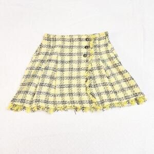 Zara Tweed Skirt Yellow and Black Flared Skirt SZ S